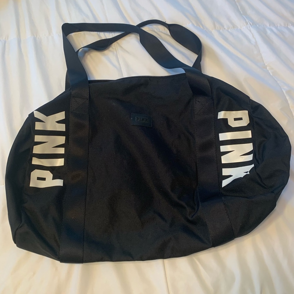 Pink duffel bag